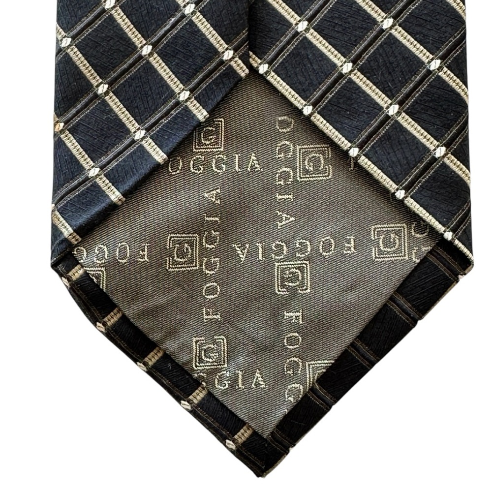 Foggia 100% Silk Hand Made Dark Brown and Gold Tie